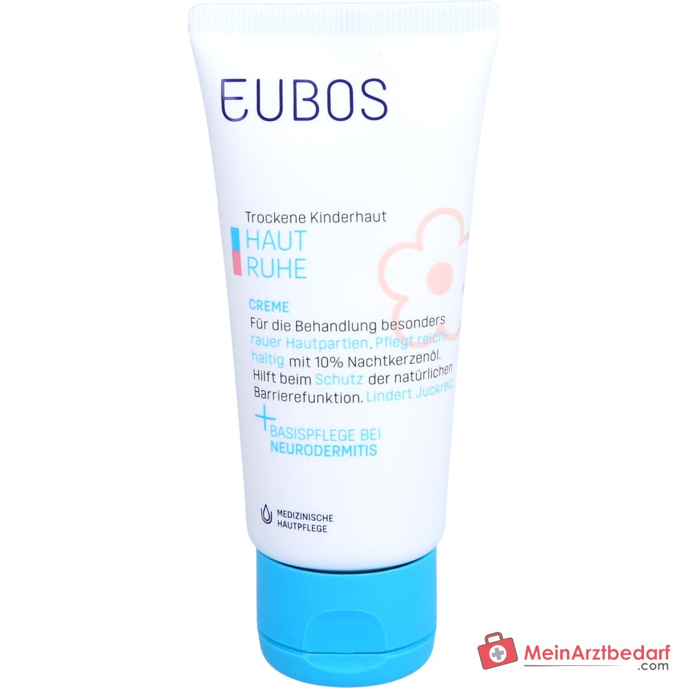 Eubos Kinder Haut Ruhe Nachtkerzenöl / Panthenol / Bisabolol / Allantoin / Johanniskraut-Extrakt Creme, 50 ml.