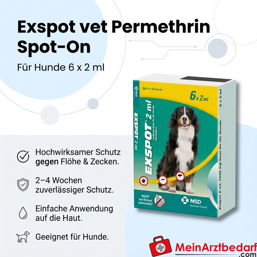Exspot vet permetrina 715 mg/ml solución spot-on 6 x 2 ml para perros