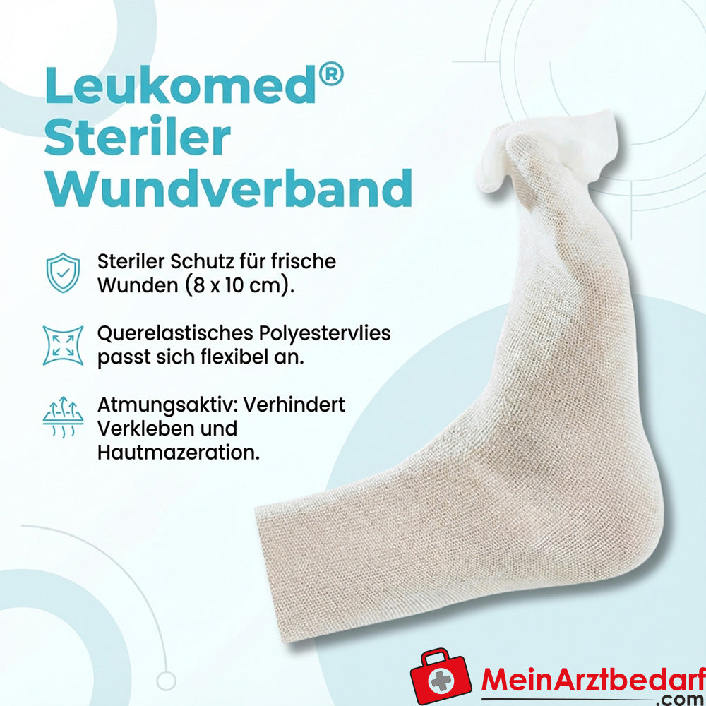 Leukomed steriel wondverband 8 x 10 cm polyestervlies 5 stuks