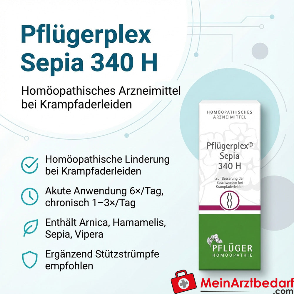 Pflüger Pflügerplex Sepia 340 H Arnica montana / Hamamelis virginiana / Sepia officinalis / Vipera berus Tabletten, 100 St.