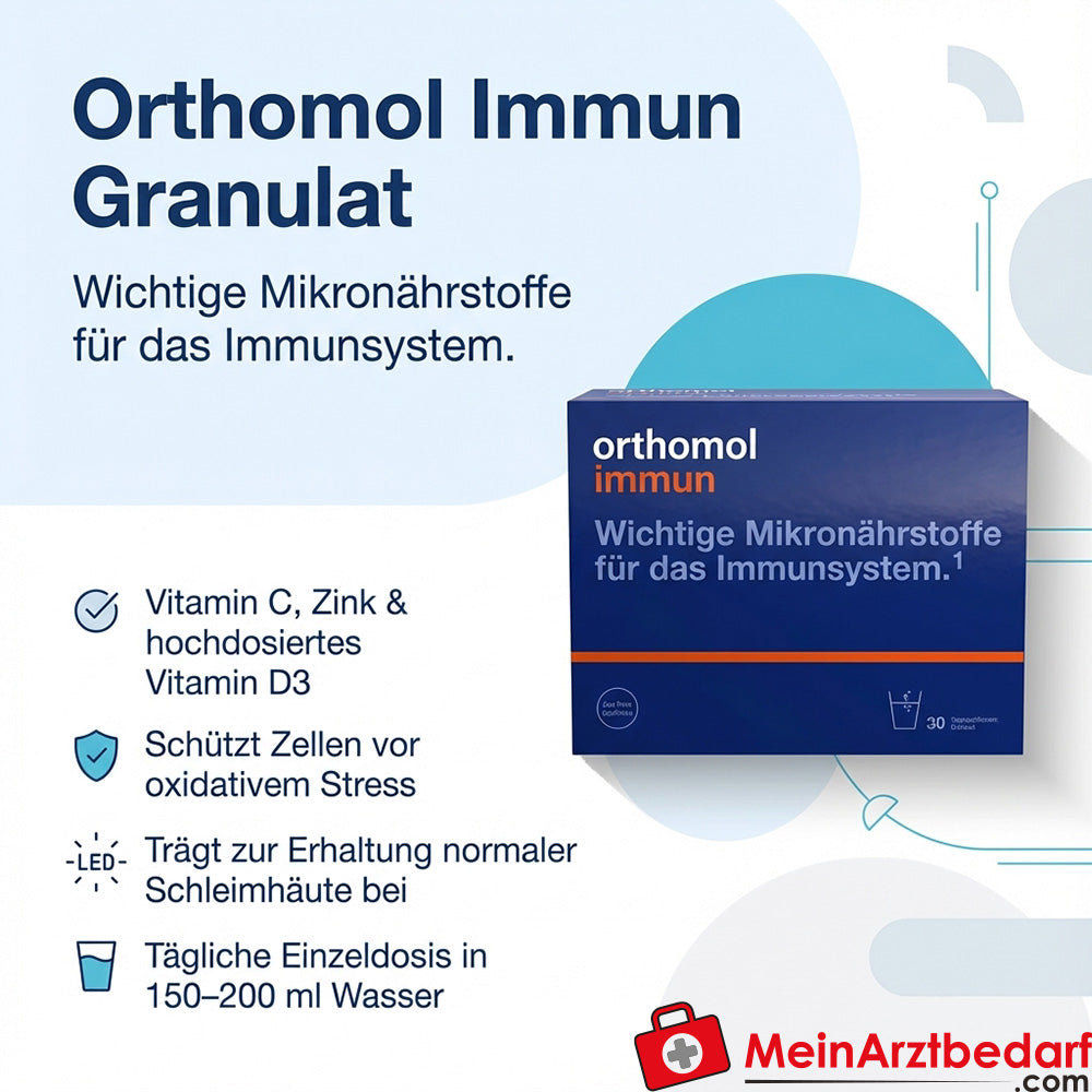Orthomol Immun Vitamine D3 hautement dosée, vitamine C et zinc granulés 30 sachets