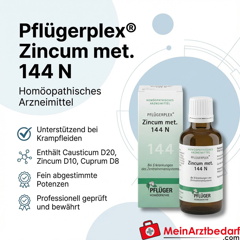 Pflügerplex Zincum met. 144 N Causticum D20, Zincum met. D10, Cuprum met. D8 solución 50 ml