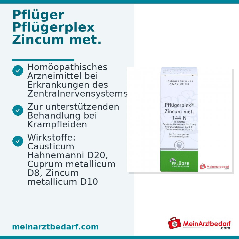 Pflügerplex Zincum met. 144 N Causticum D20, Zincum met. D10, Cuprum met. D8 solución 50 ml