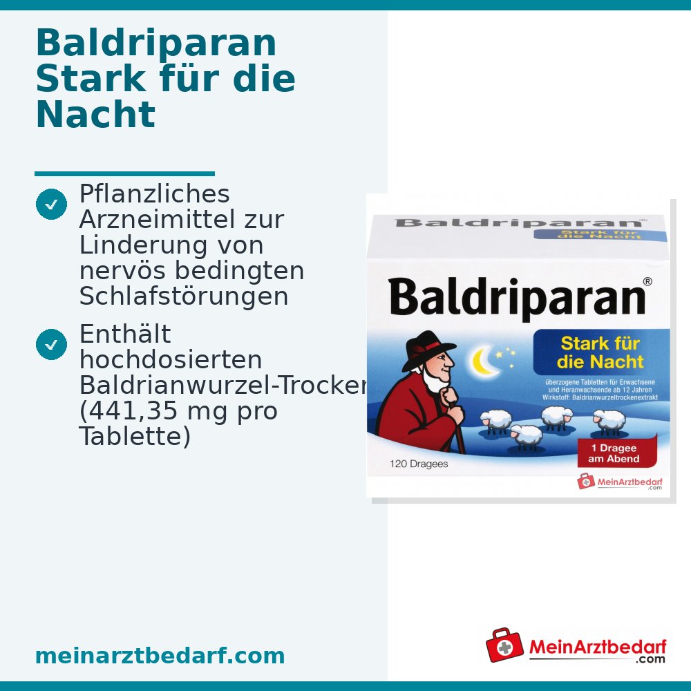 Baldriparan fort pour la nuit Extrait sec de racine de valériane 441,35 mg Dragées 120 pcs.