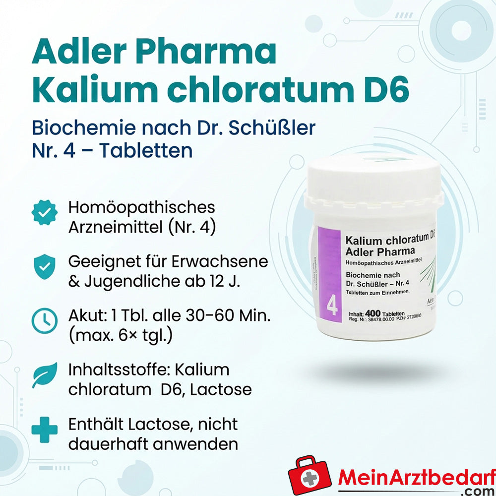 Adler Pharma Kalium chloratum D6 Comprimidos medicamento homeopático