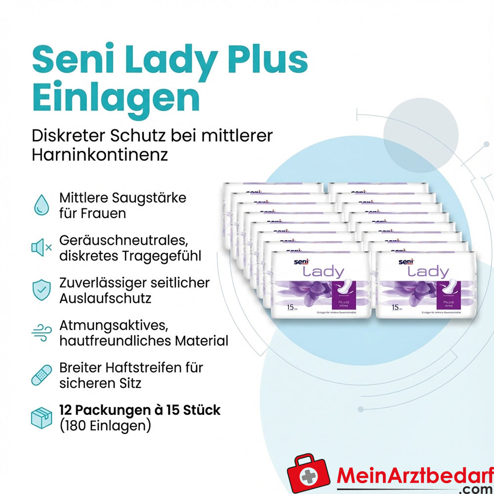 Seni Lady Plus Protections Absorption moyenne, respirantes, avec protection latérale contre les fuites