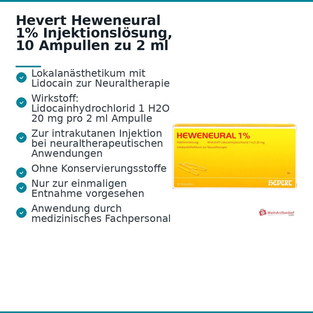 Hevert Heweneural 1% solution injectable, 100 x 2 ml
