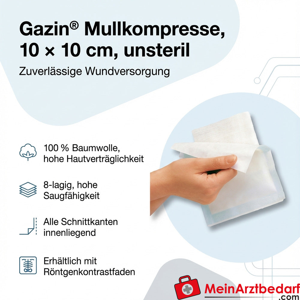 Gazin gaaskompres 10 x 10 cm niet-steriel 8-laags gaas 100 stuks