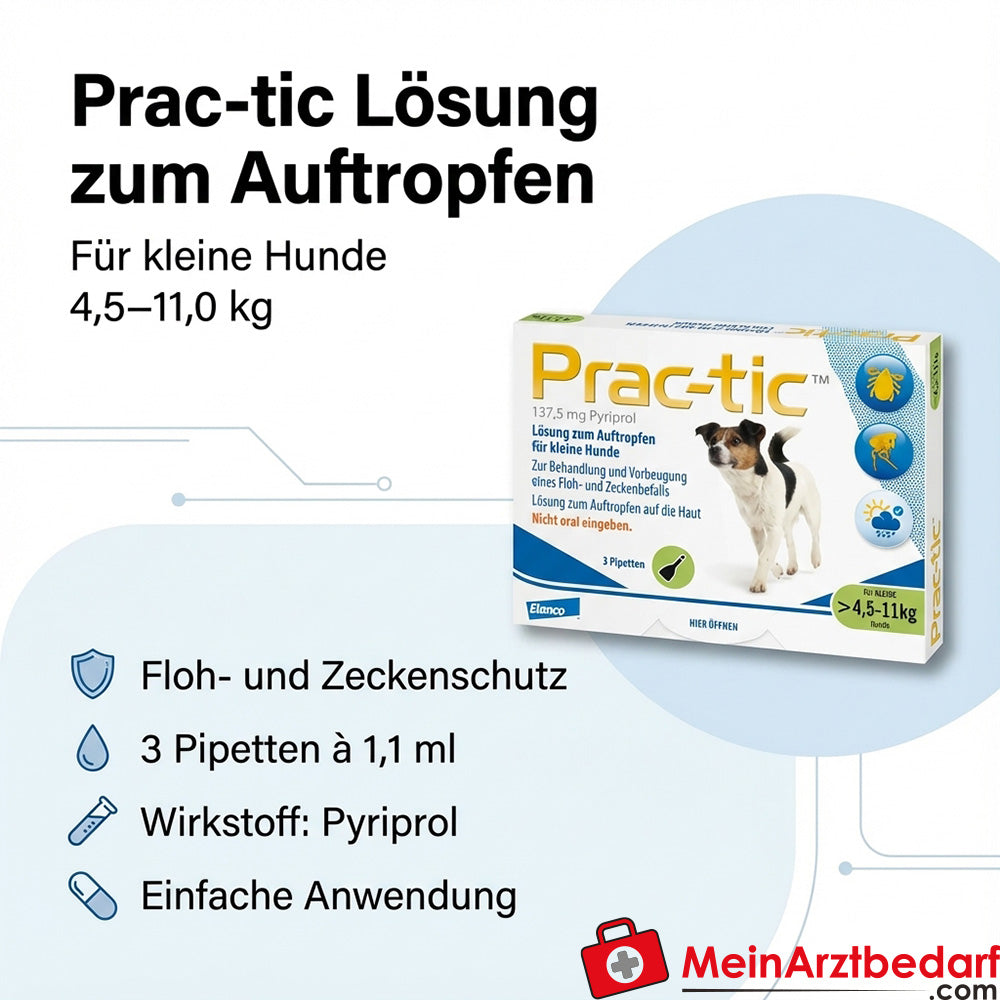 Prac-tic 137,5 mg Pyriprol dla małych psów (>4,5-11 kg), 3 szt.
