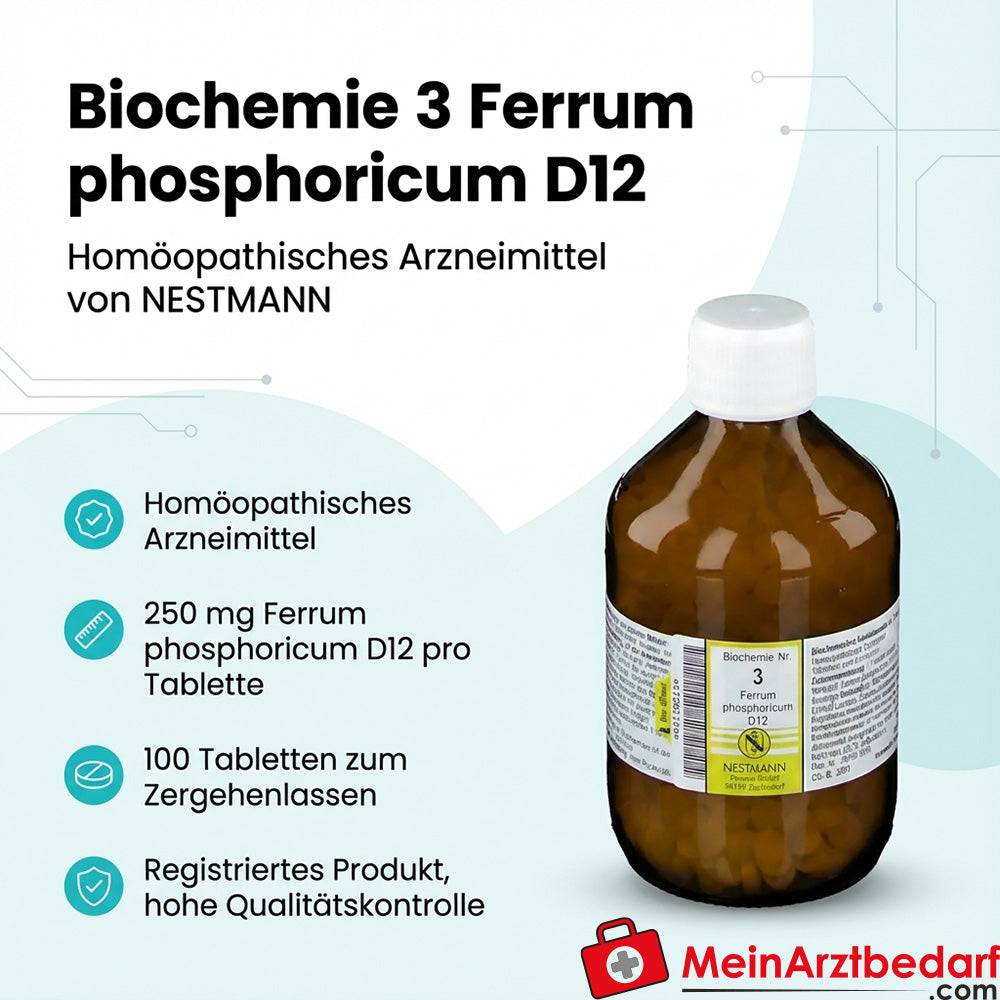 Nestmann Biochimie n° 3 Ferrum phosphoricum D12 comprimés, 100 pièces.