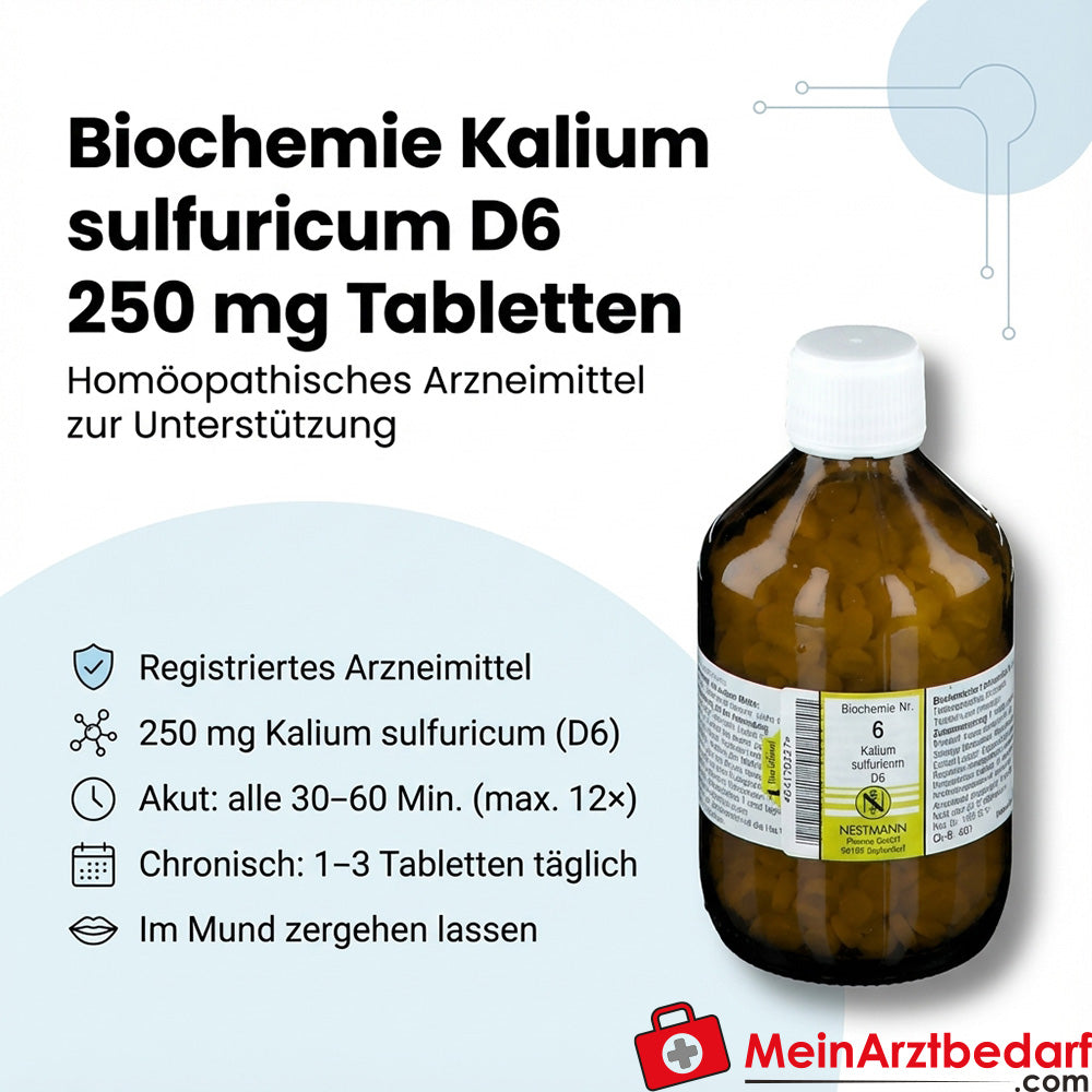 Nestmann Rimedio biochimico funzionale n. 6 Kalium sulfuricum D6 compresse, 100 pezzi.