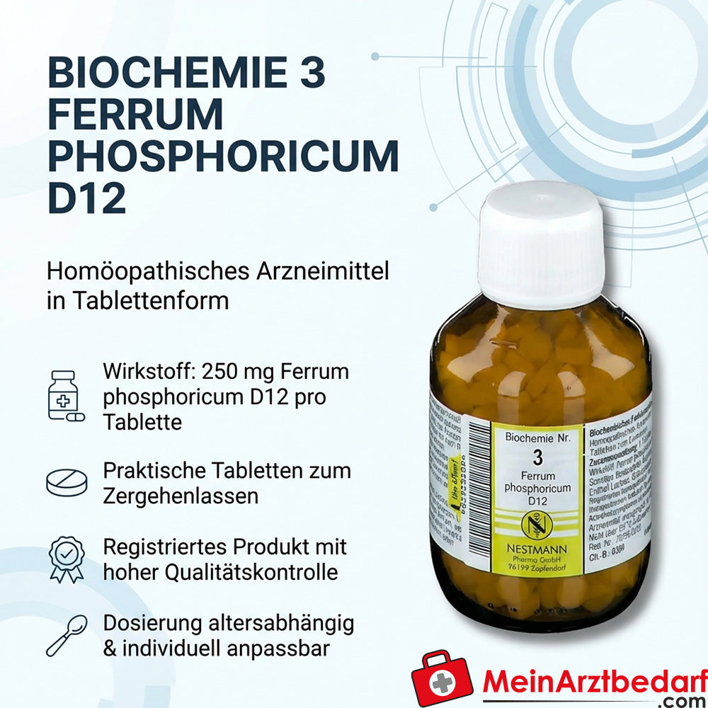 Nestmann Biochimie n° 3 Ferrum phosphoricum D12 comprimés, 100 pièces.
