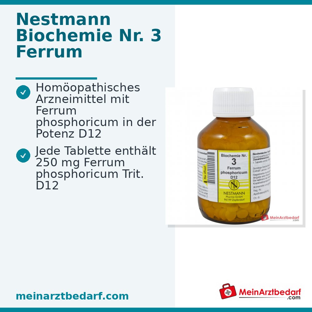 Nestmann Biochimie n° 3 Ferrum phosphoricum D12 comprimés, 100 pièces.