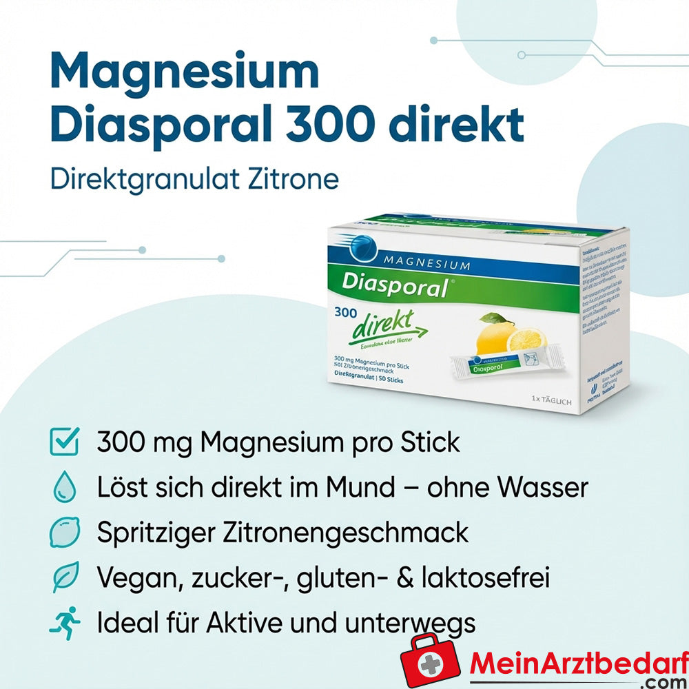 Magnesio Diasporal 300 mg gránulos directos barritas de limón 50 unidades