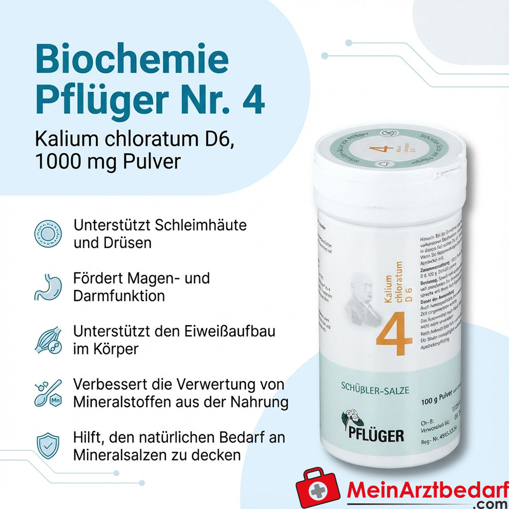 Biochimica Pflüger Nr. 4 Kalium chloratum D6 polvere, 100 g