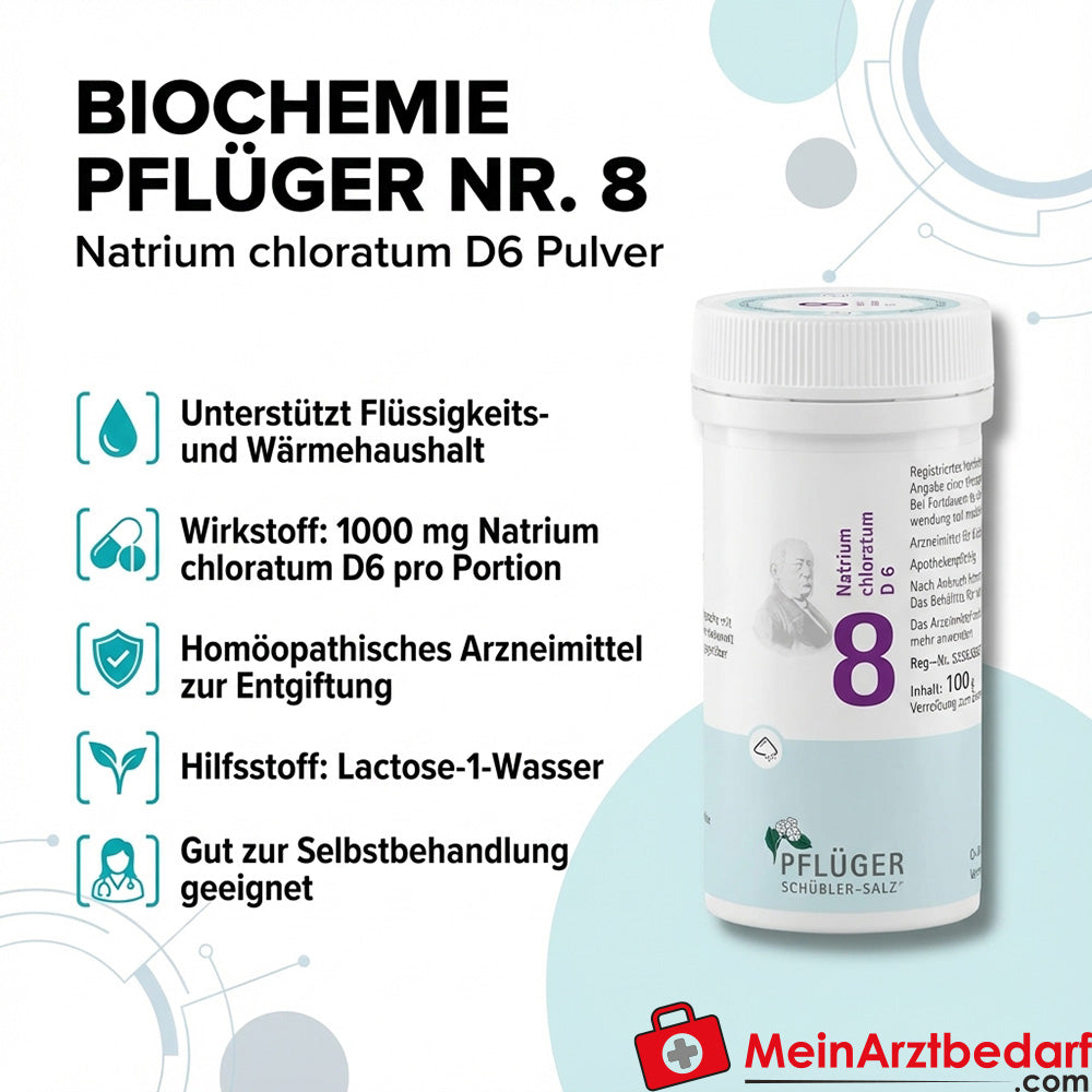 Biochimie Pflüger n° 8 Natrium chloratum D6 1000 mg poudre 100 g