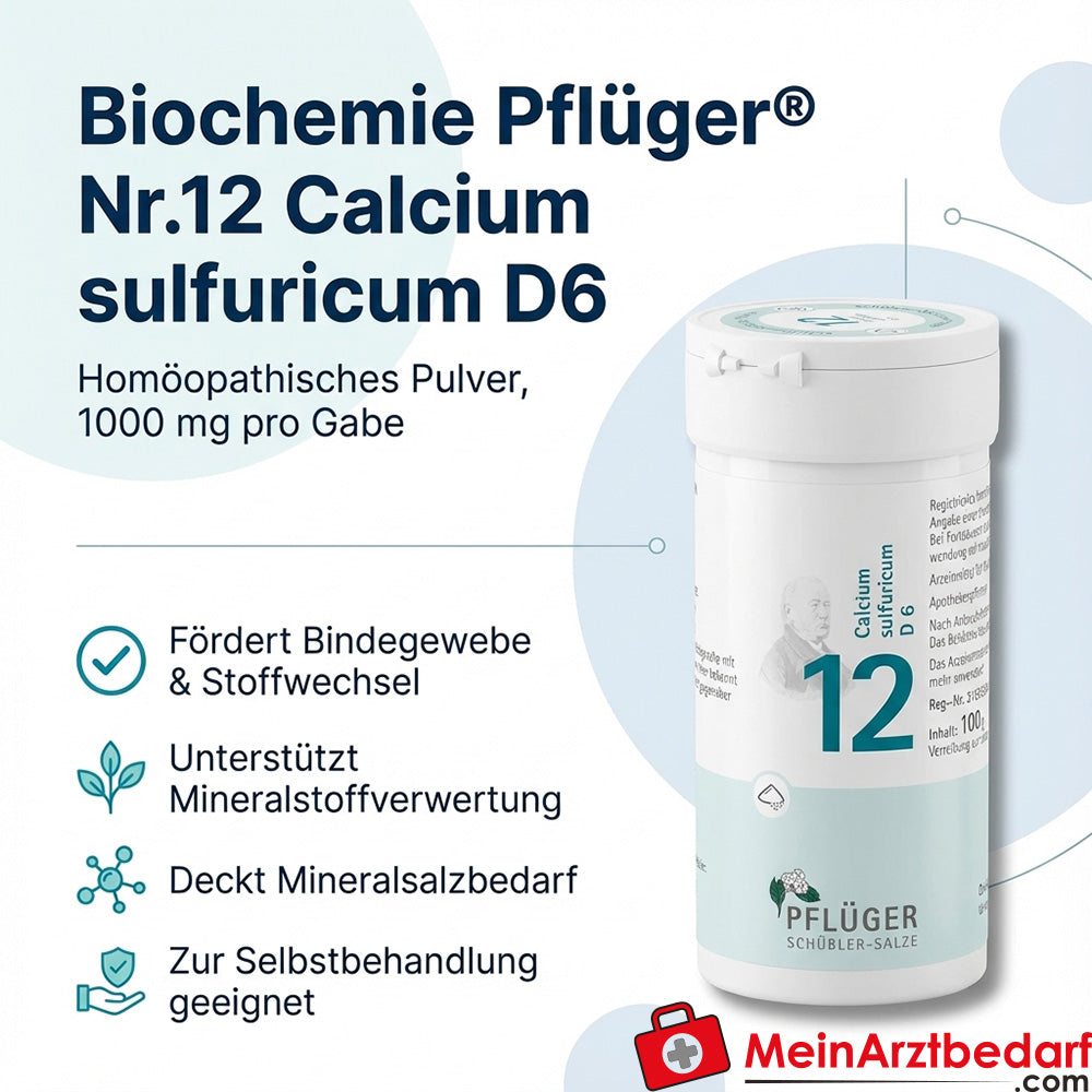 Pflüger Bioquímica Nº 12 Calcium sulfuricum D6 Polvo, 100 g