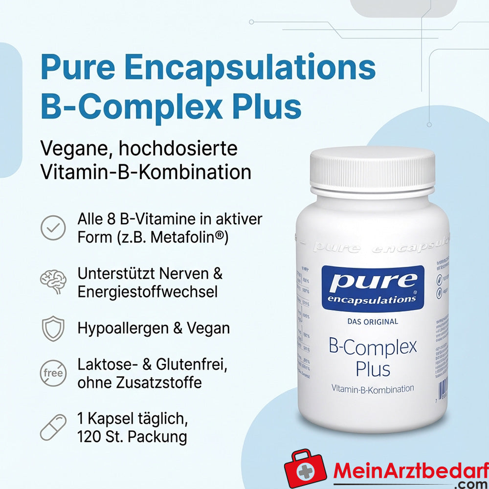 Pure Encapsulations B-Complex Plus Capsules 120pcs - Vitamines B hautement dosées avec méthylcobalamine & Metafolin®.