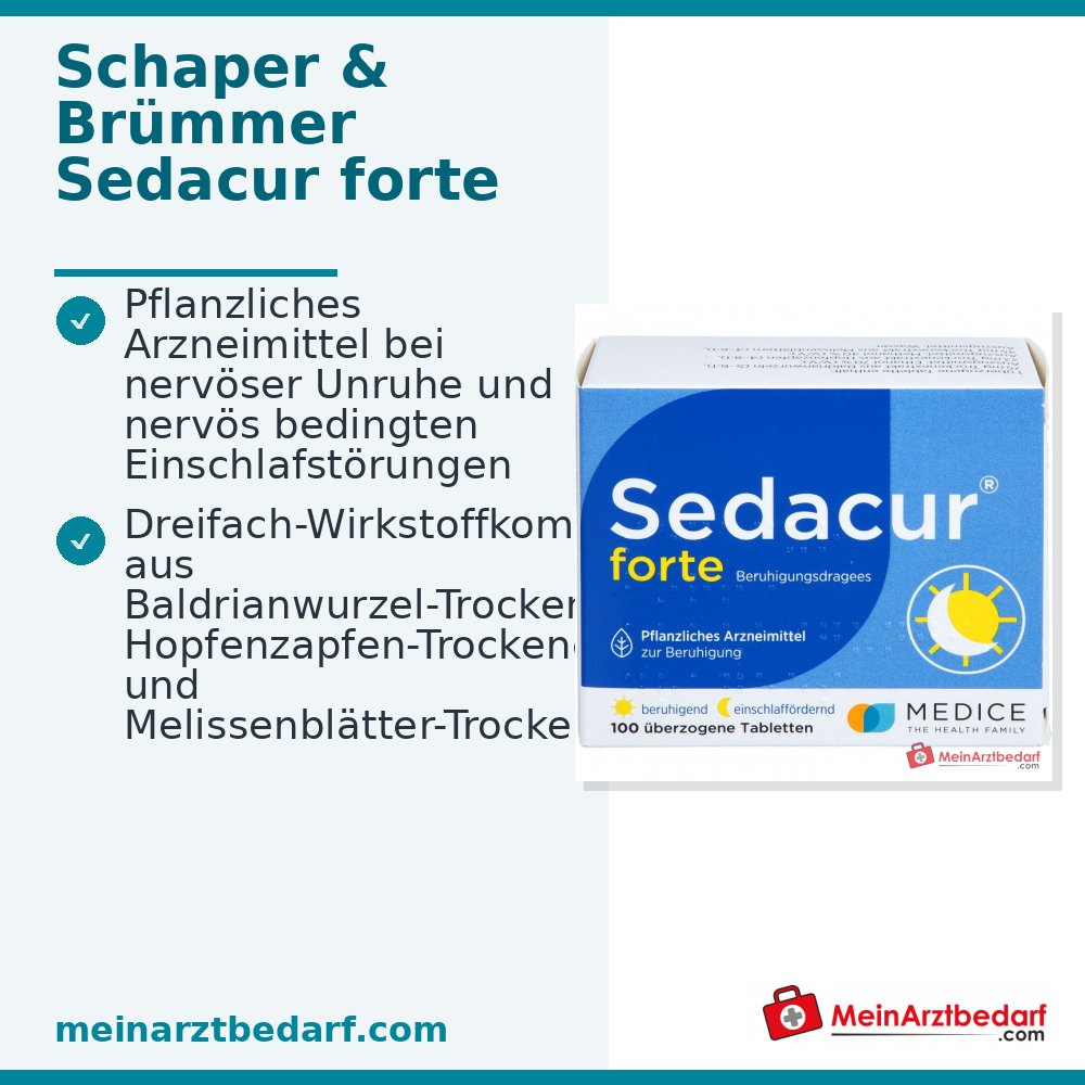 Sedacur forte Baldrian 75 mg Melisse 45 mg Hopfen 23 mg Dragees, 100 St.