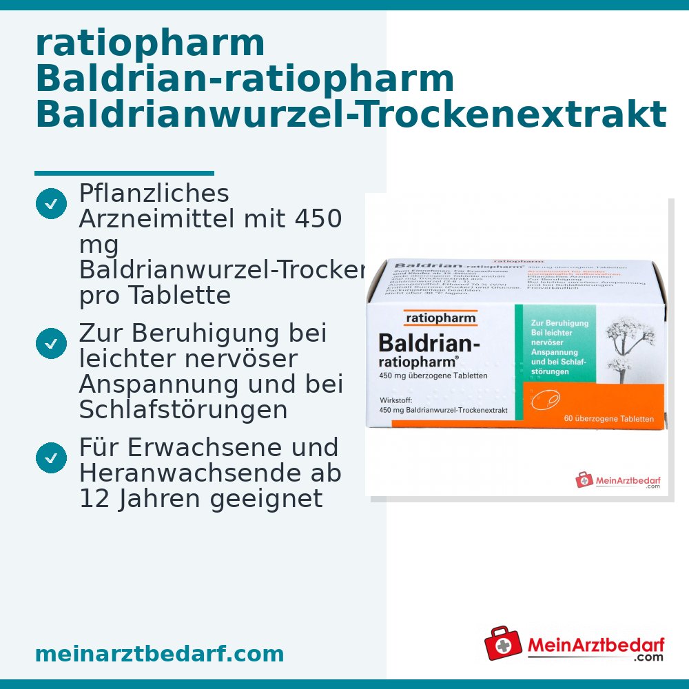 ratiopharm Valeriaan-ratiopharm Valeriaanwortel-droogextract Omhulde Tabletten, 60 stuks.