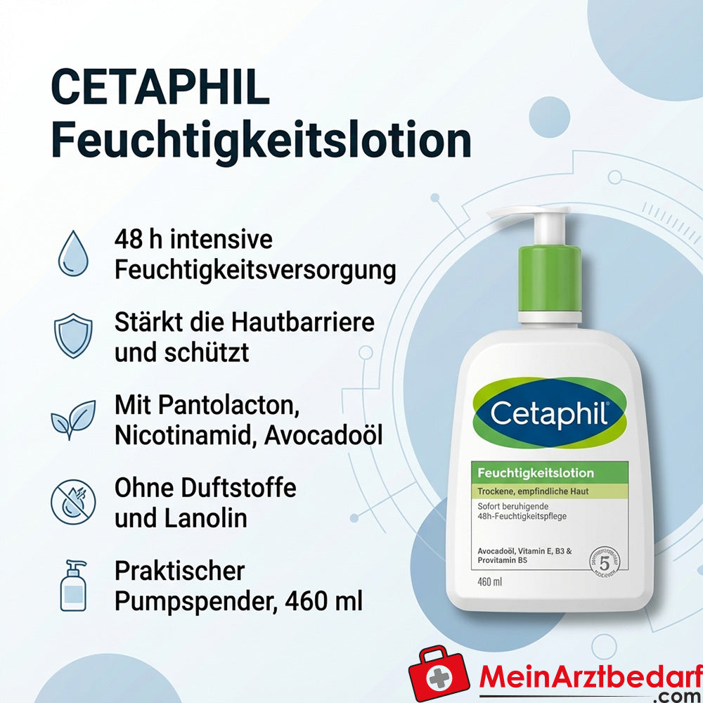 CETAPHIL Hydraterende Lotion 48h Lotion 460 ml parfumvrij voor droge, gevoelige huid