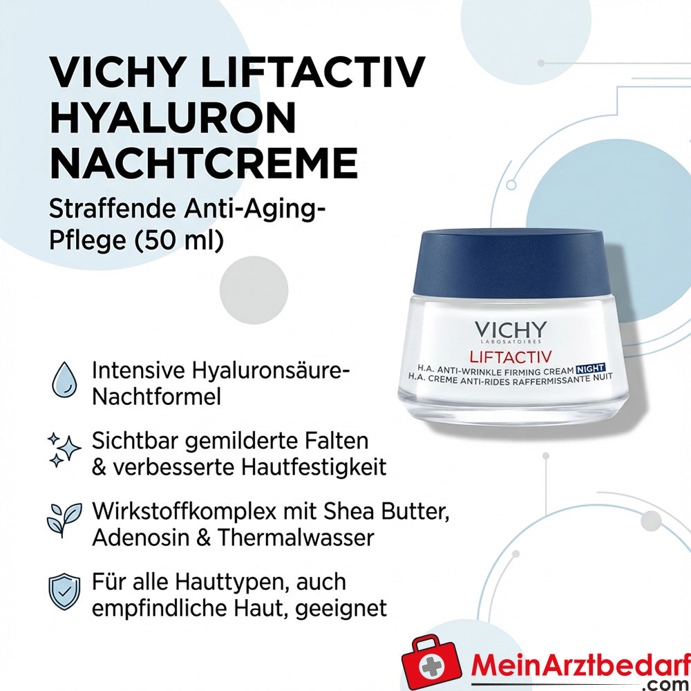 Vichy Liftactiv Hyaluron Anti-Falten Nachtcreme mit Hyaluronsäure 50 ml