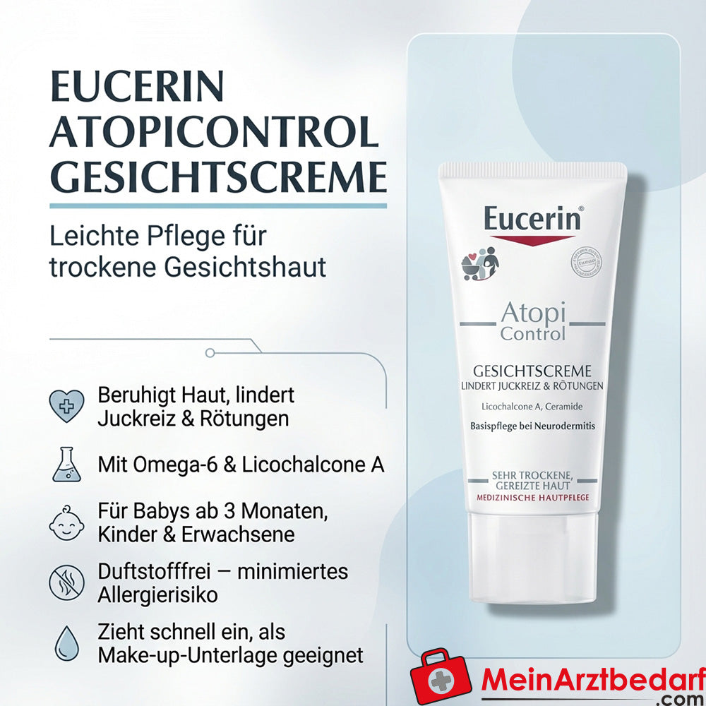 Eucerin AtopiControl Crème pour le visage à la licochalcone A et aux acides gras oméga-6 50 ml