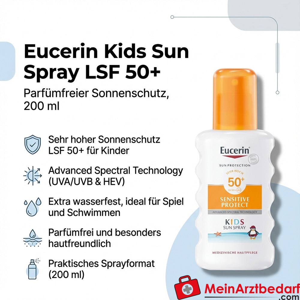 Eucerin Sensitive Protect Kids Spray solaire FPS 50+ sans parfum 200 ml