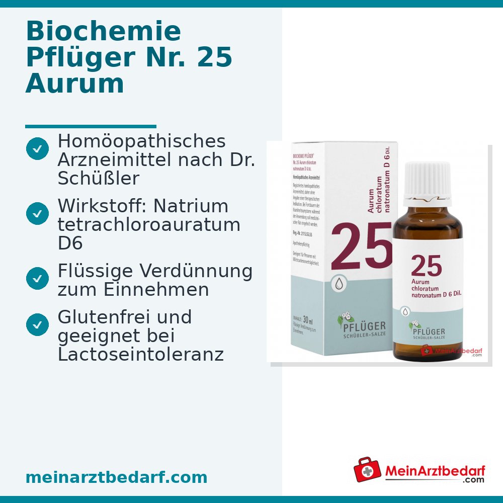 Bioquímica Pflüger Nº 25 Aurum chloratum natronatum D6 Gotas 30 ml