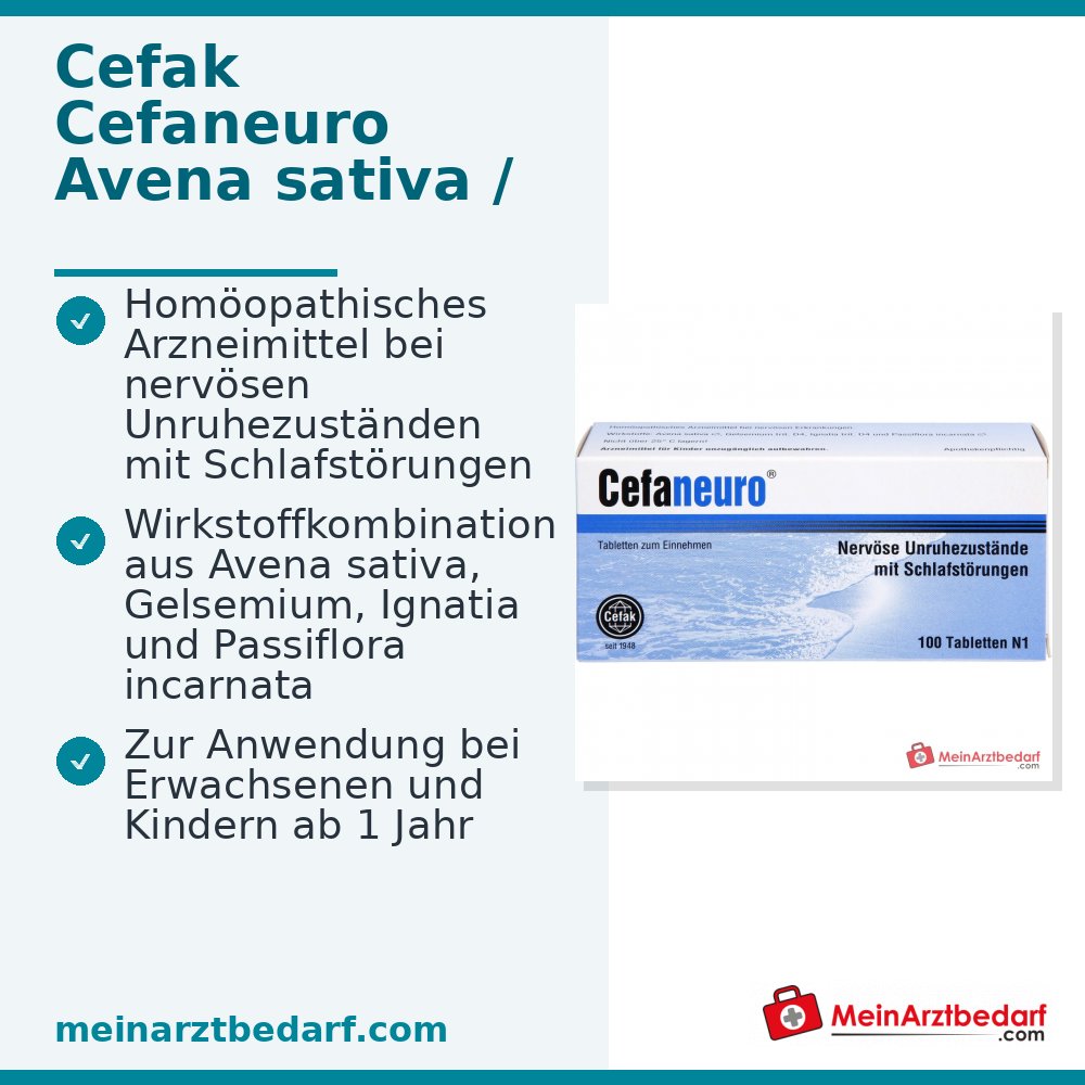 Cefaneuro medicamento homeopático, Gelsemium 30 mg, Avena sativa 30 mg, Strychnos ignatii 30 mg, Passiflora 30 mg comprimidos