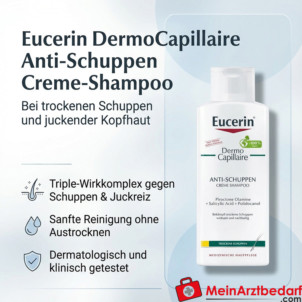 Eucerin DermoCapillaire Crema Shampoo Antiforfora con Piroctone Olamine, Polidocanolo e Acido Salicilico 250 ml