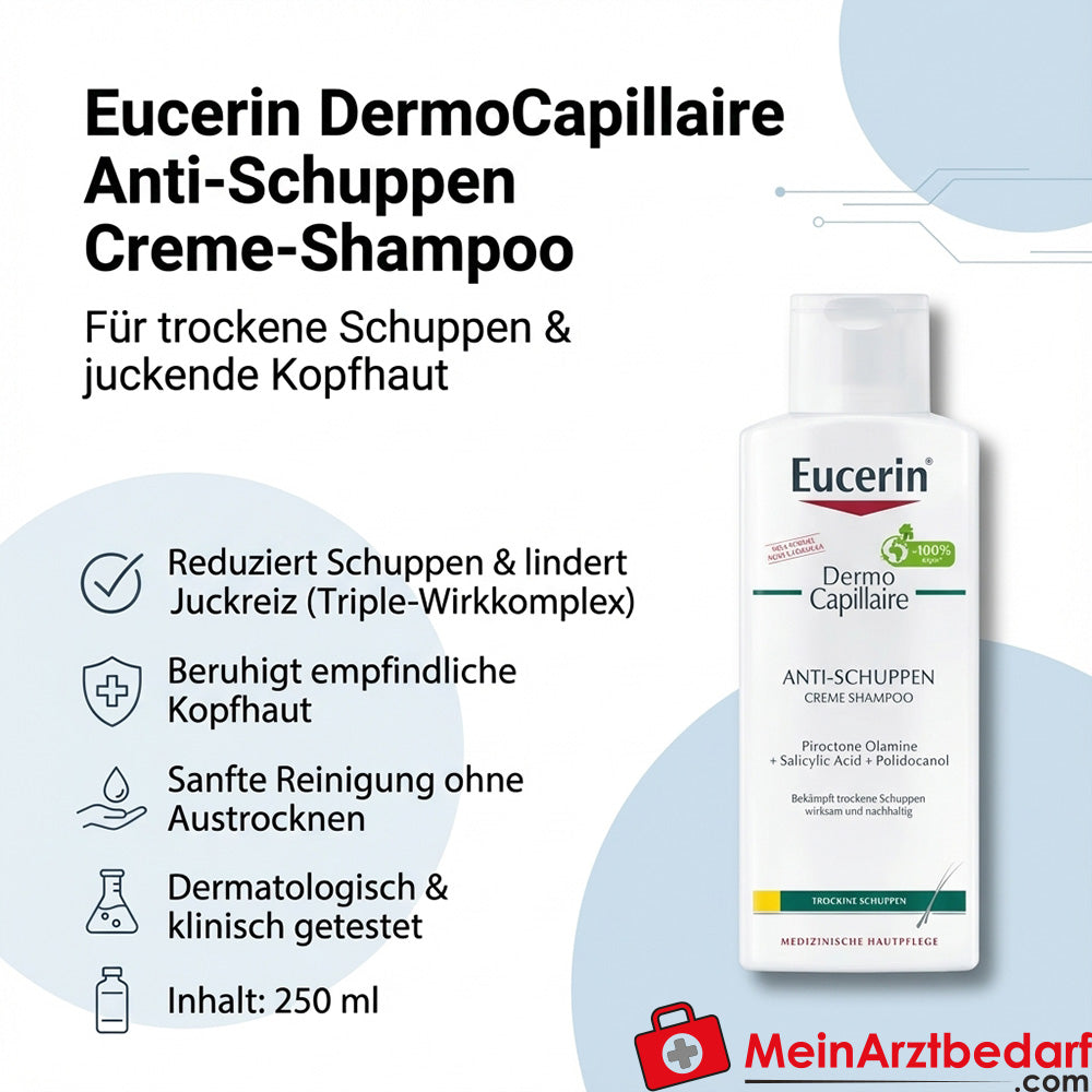 Eucerin DermoCapillaire Crema Shampoo Antiforfora con Piroctone Olamine, Polidocanolo e Acido Salicilico 250 ml