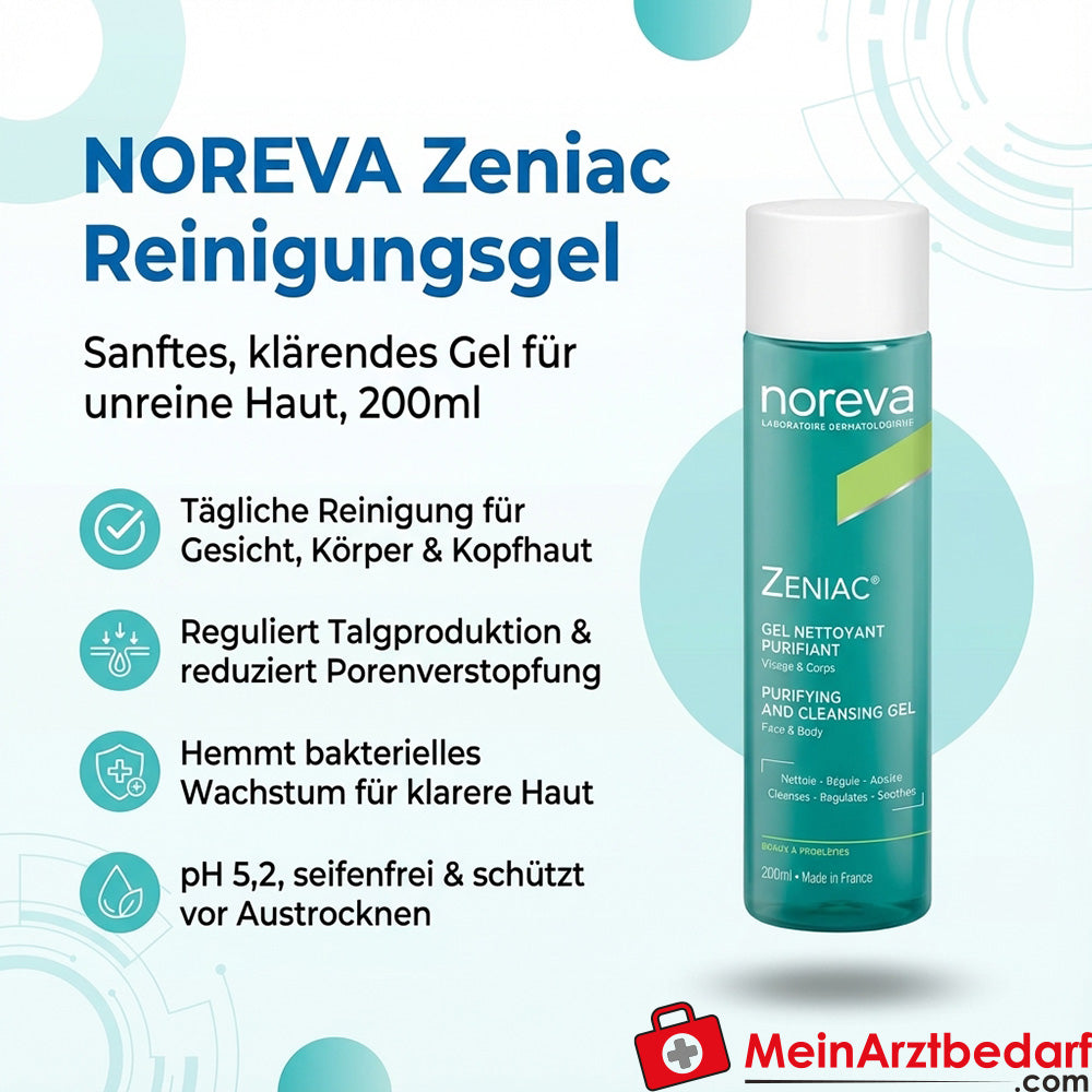 Gel nettoyant noreva Zeniac à l'extrait de sauge, de cresson & de racine de bardane 200 ml