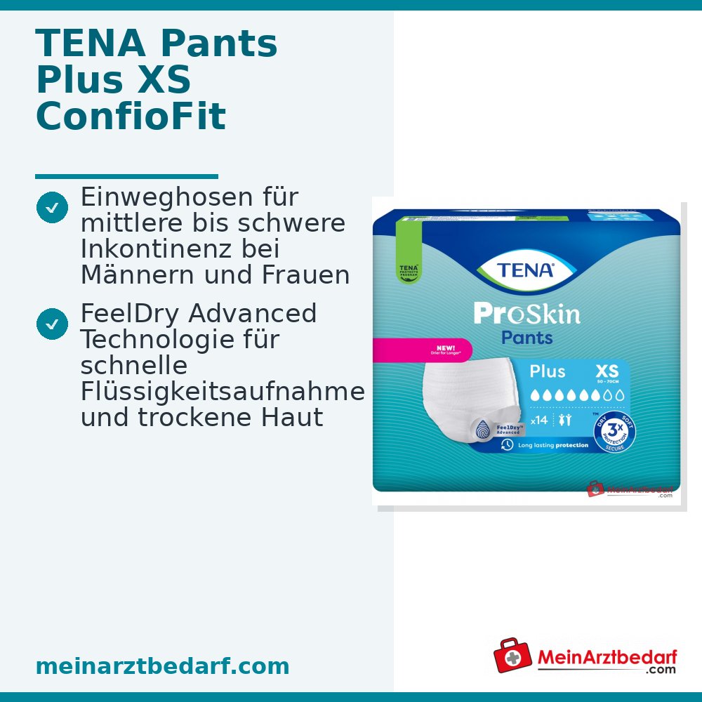 Tena Pants Plus ProSkin Culottes jetables ConfioFit XS 50-70 cm, 56 pièces.