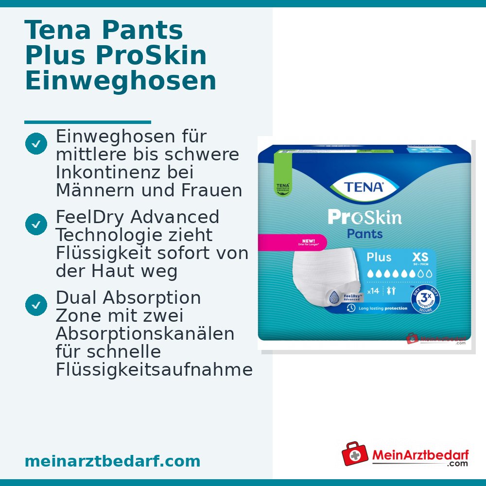 Tena Pants Plus ProSkin Culottes jetables ConfioFit XS 50-70 cm, 56 pièces.