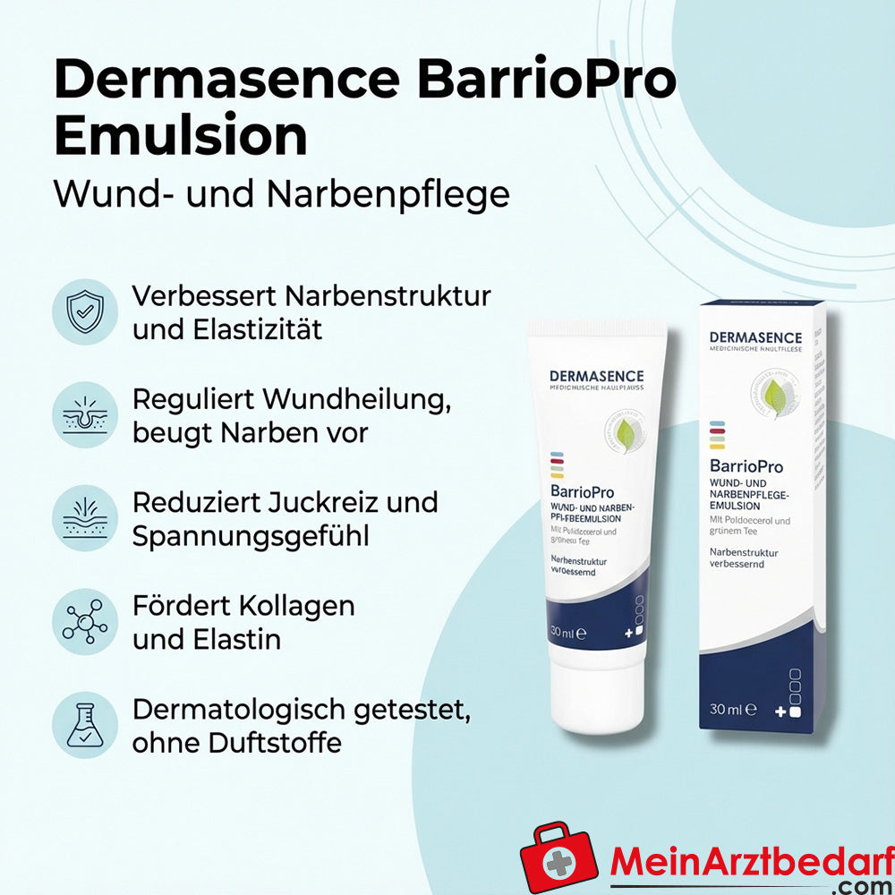 DERMASENCE BarrioPro Emulsja 30 ml Pielęgnacja ran i blizn Polidokanol Kwas hialuronowy