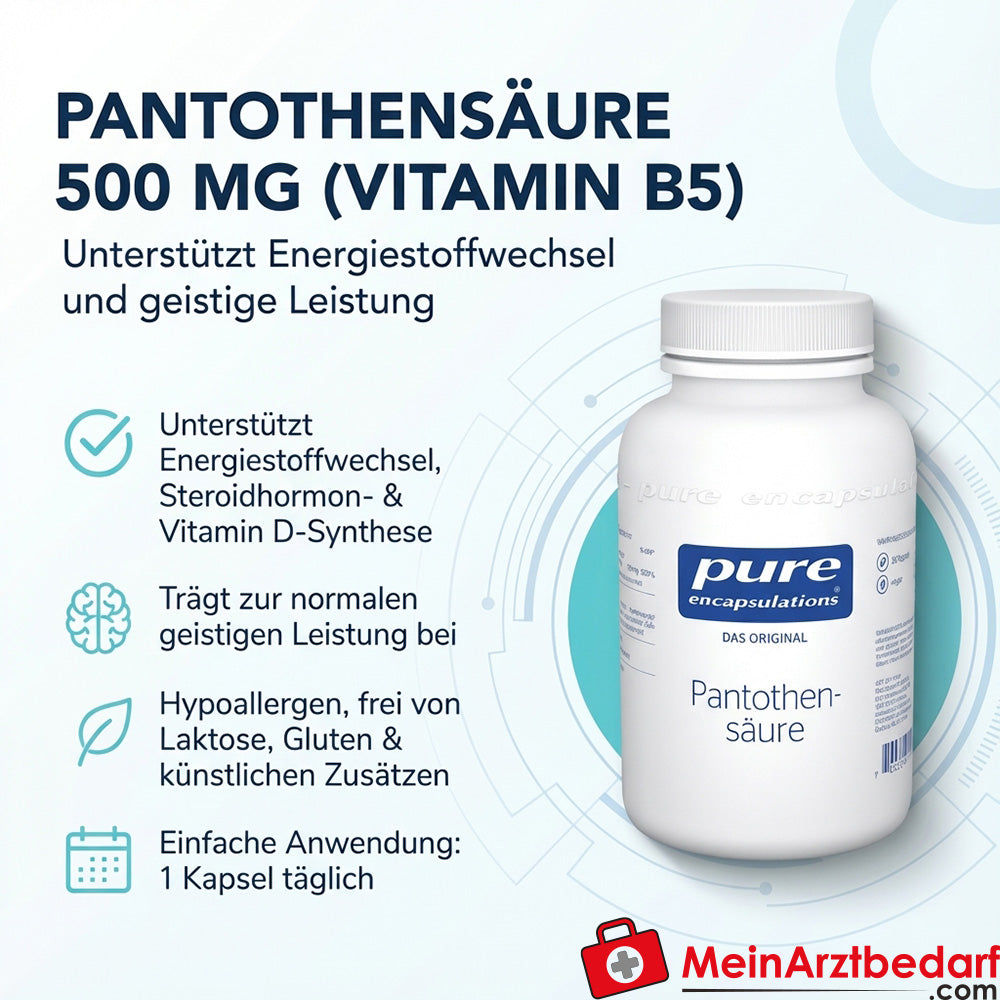 Pure Encapsulations Acide pantothénique 500 mg (vitamine B5) gélules 90 pièces