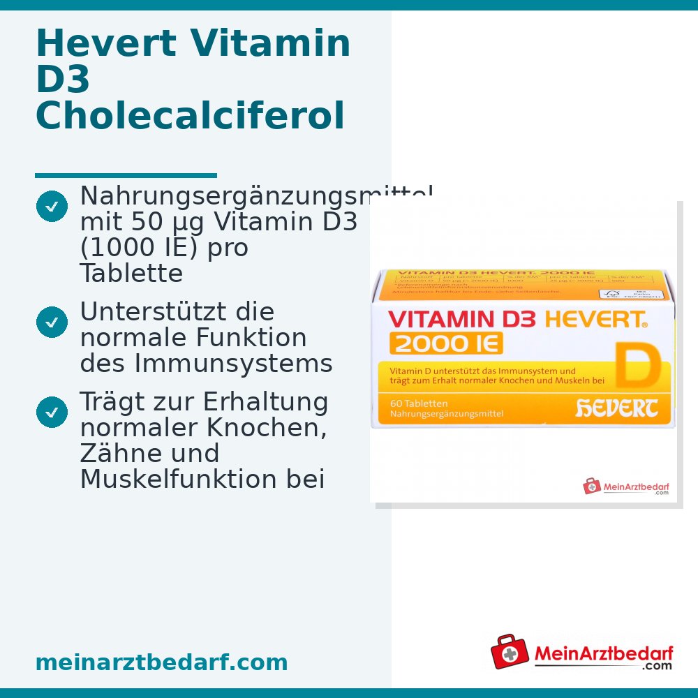 Hevert Vitamine D3 Cholécalciférol Comprimés, 60 pcs.