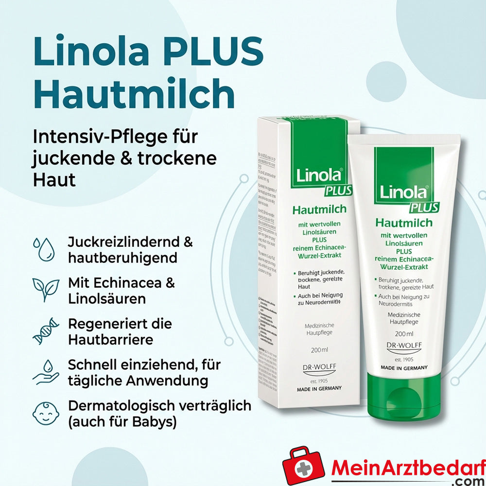 Linola PLUS Skin Milk Body Lotion 200 ml voor jeukende, droge en geïrriteerde huid