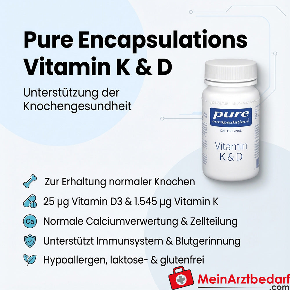 Pure Encapsulations Vitamines K & D (K1+K2 1545 µg, D3 25 µg) gélules végétales 60 pcs.