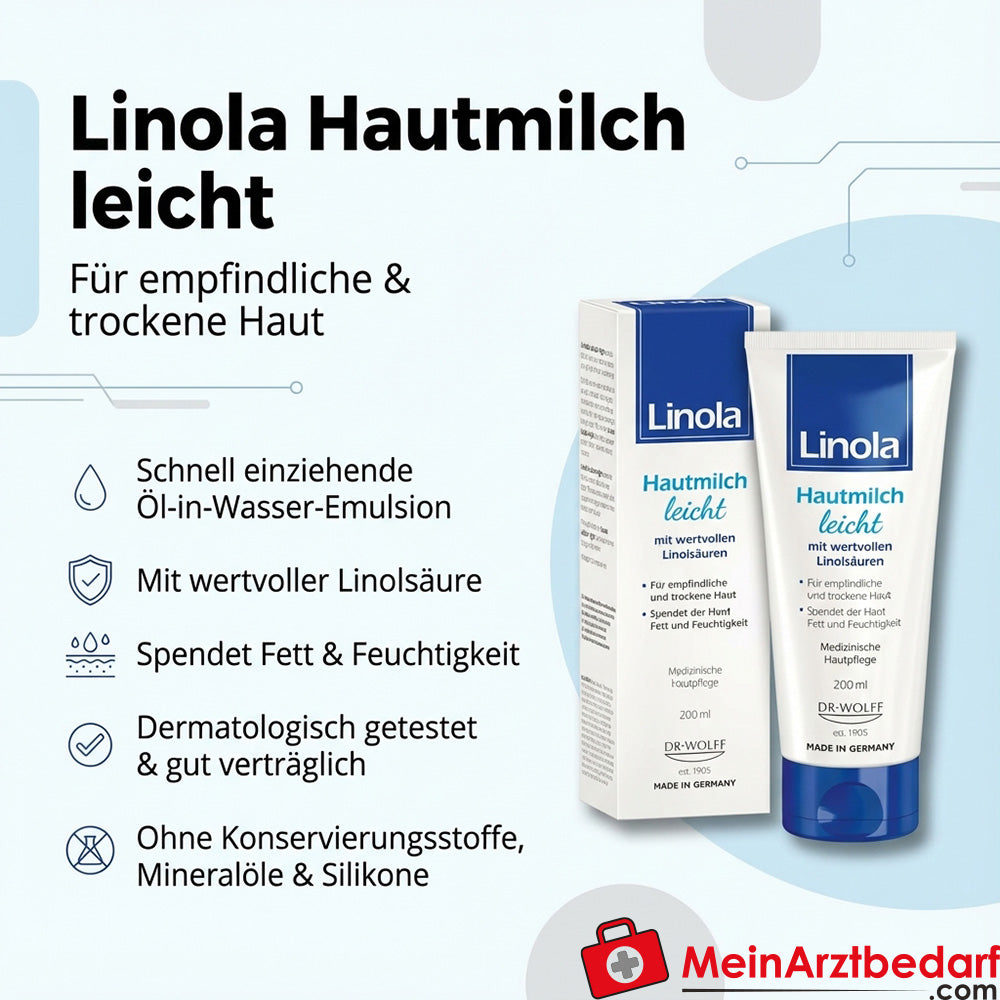 Linola Hautmilch leicht Körpermilch 200 ml für empfindliche und trockene Haut
