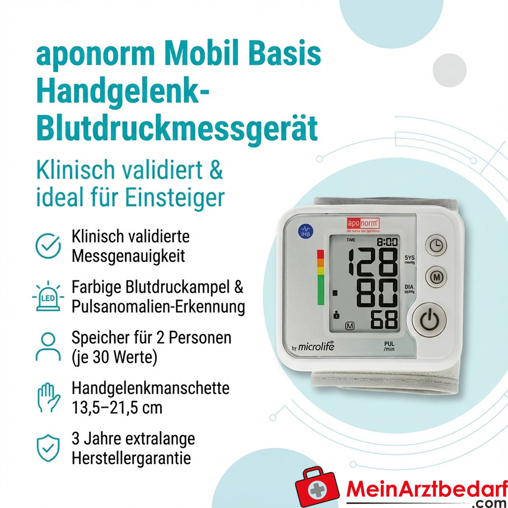 aponorm Mobil Basis Tensiomètre au poignet 13,5-21,5 cm 1 pce