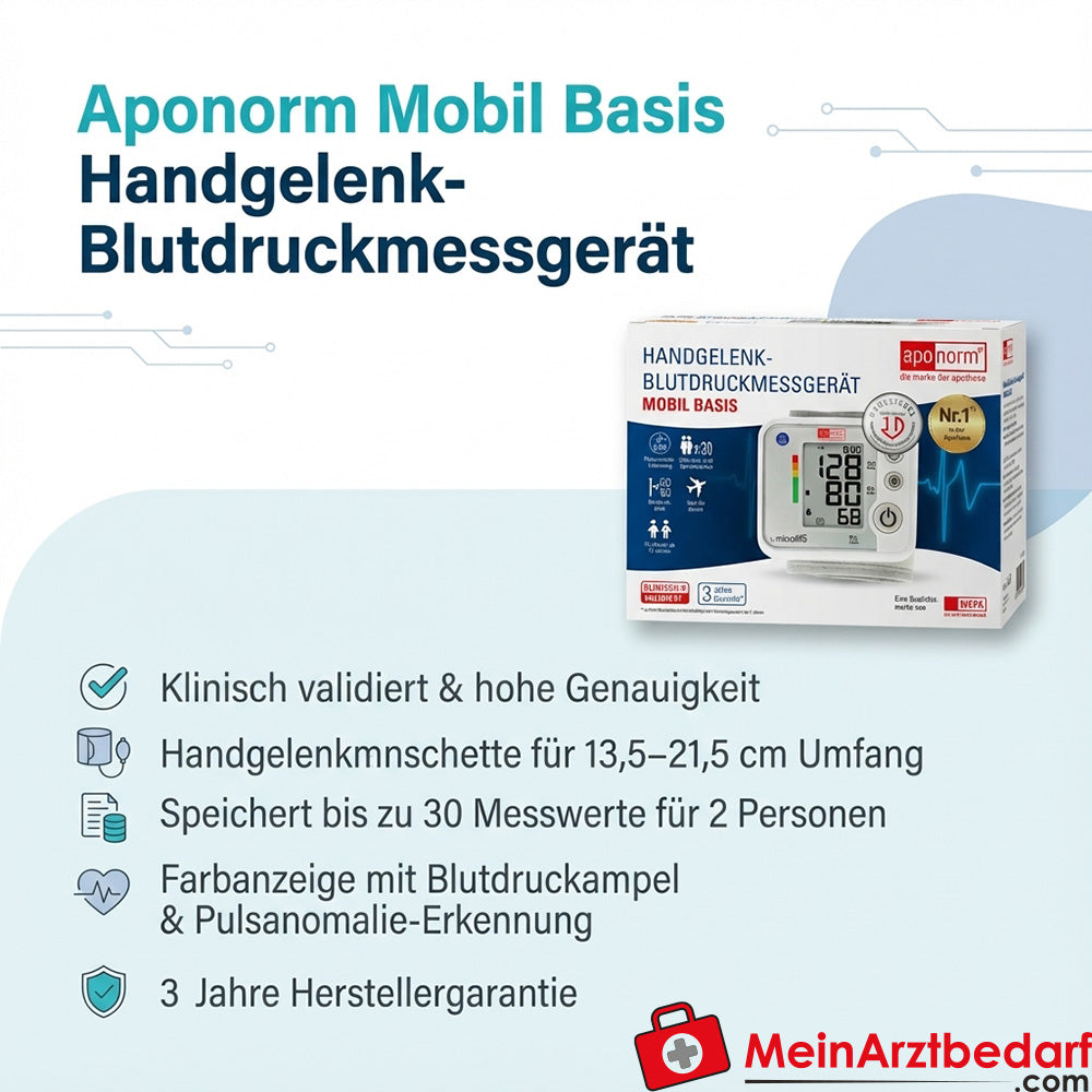 aponorm Mobil Basis Tensiomètre au poignet 13,5-21,5 cm 1 pce