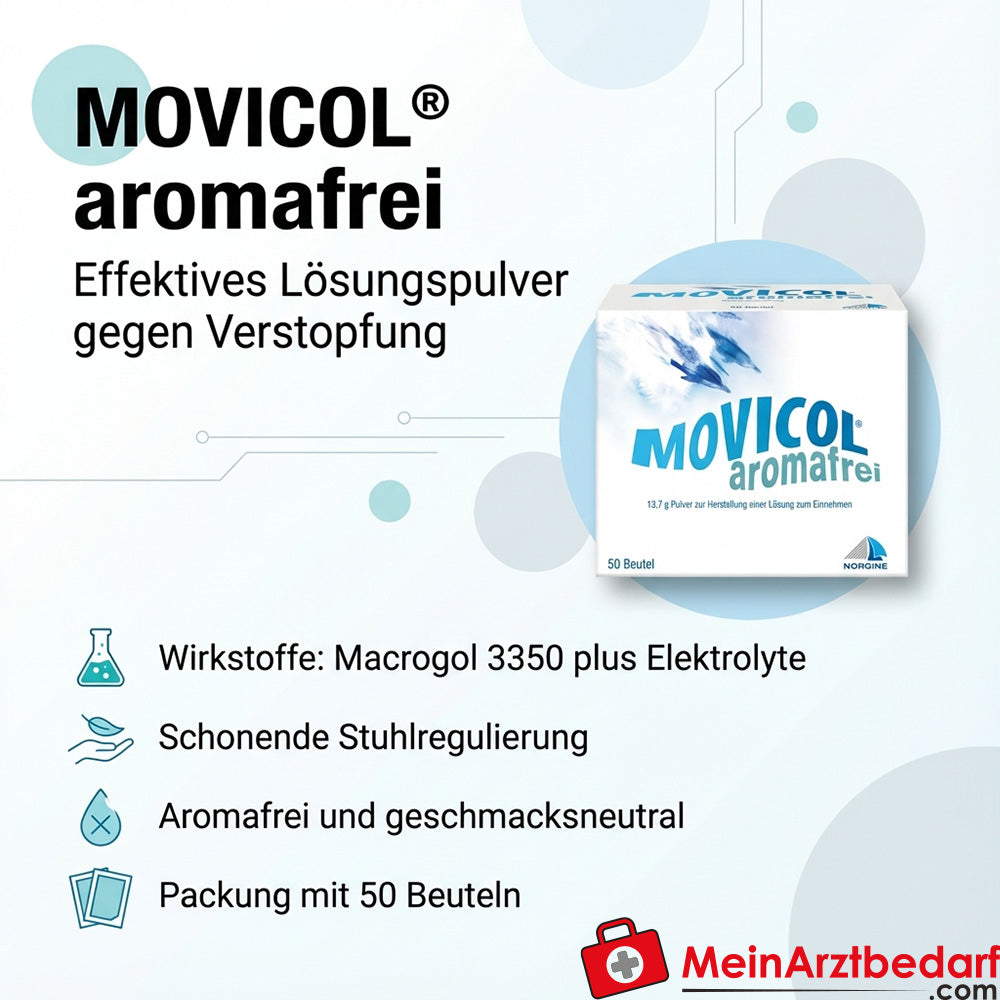 MOVICOL® aromafrei Macrogol 3350 + Elektrolyte Lösungspulver 50 Beutel