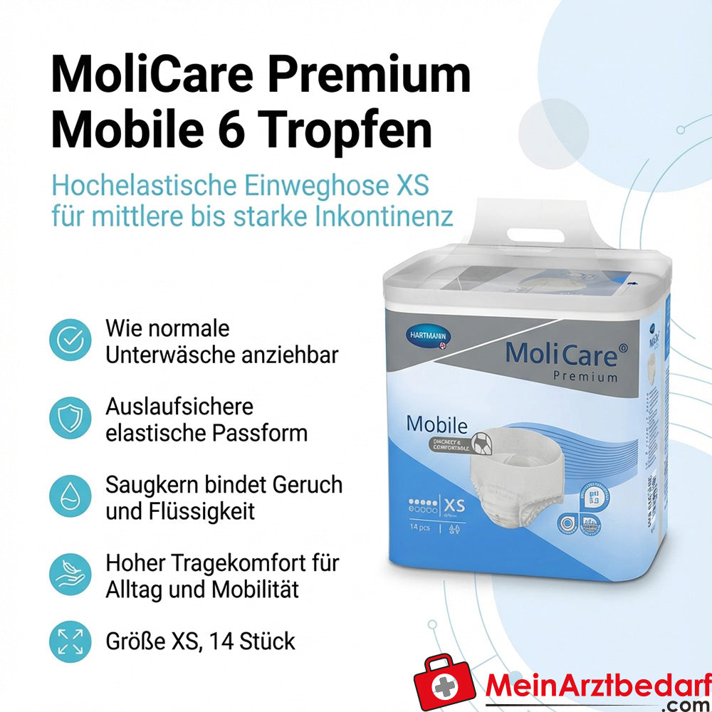 MoliCare Premium Mobile 6 gotas pantalón desechable XS 14 piezas