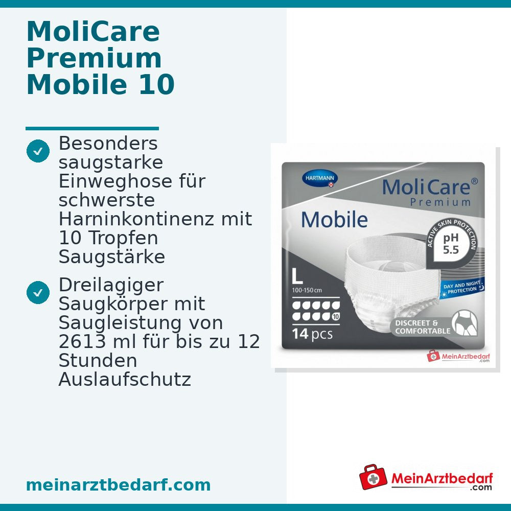 MoliCare Premium Mobile 10 druppel wegwerpluier maat L, 14 st.