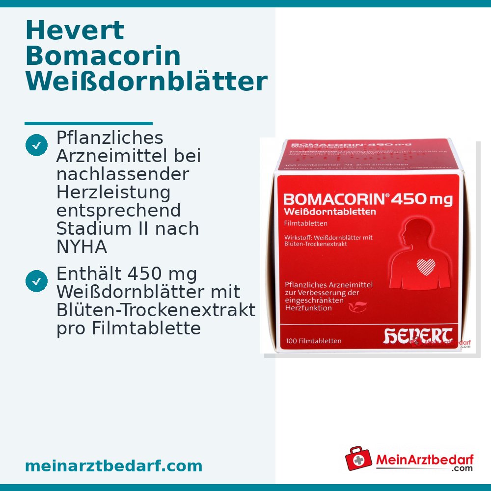 Hevert Bomacorin Feuilles d'aubépine 450 mg, 100 comprimés pelliculés