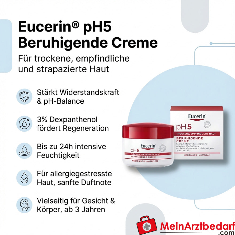 Eucerin pH5 Crema 3% Dexpantenol Crema Facial y Corporal 75 ml