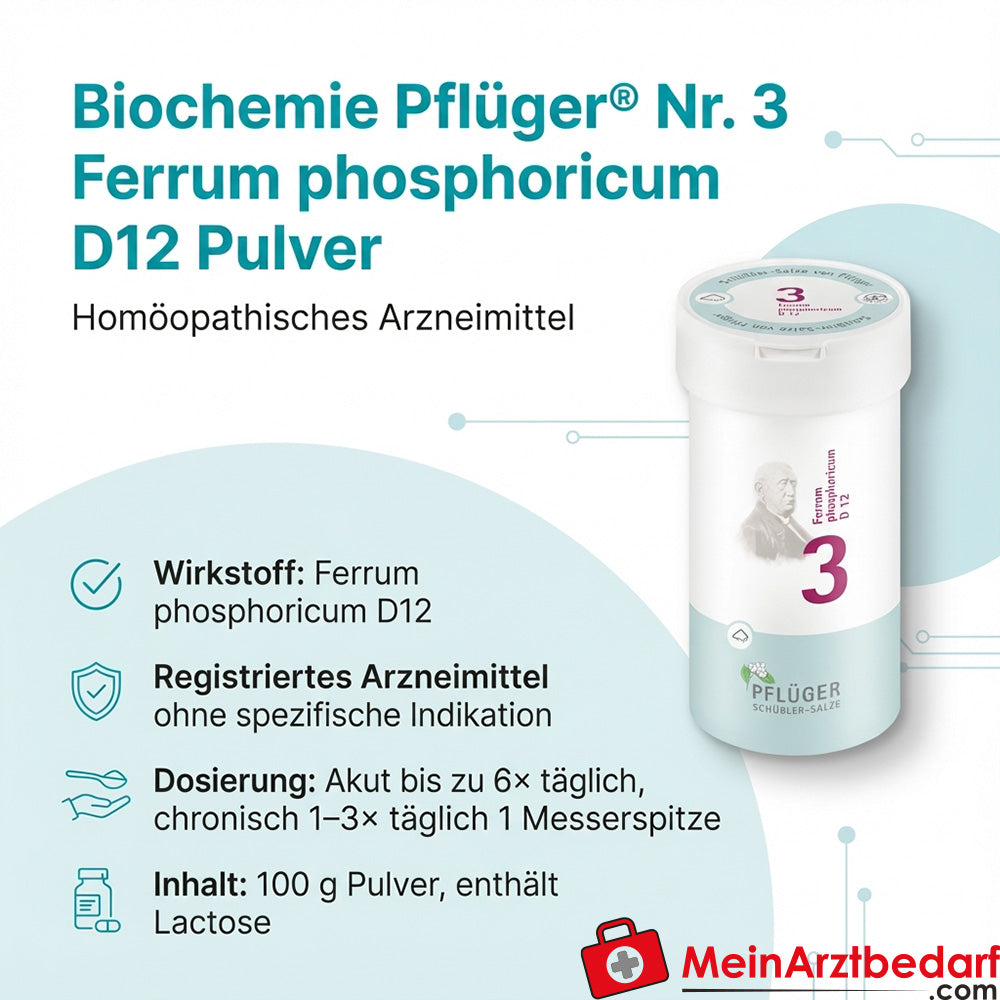 Biochimie Pflüger Ferrum phosphoricum D12 poudre 100 g