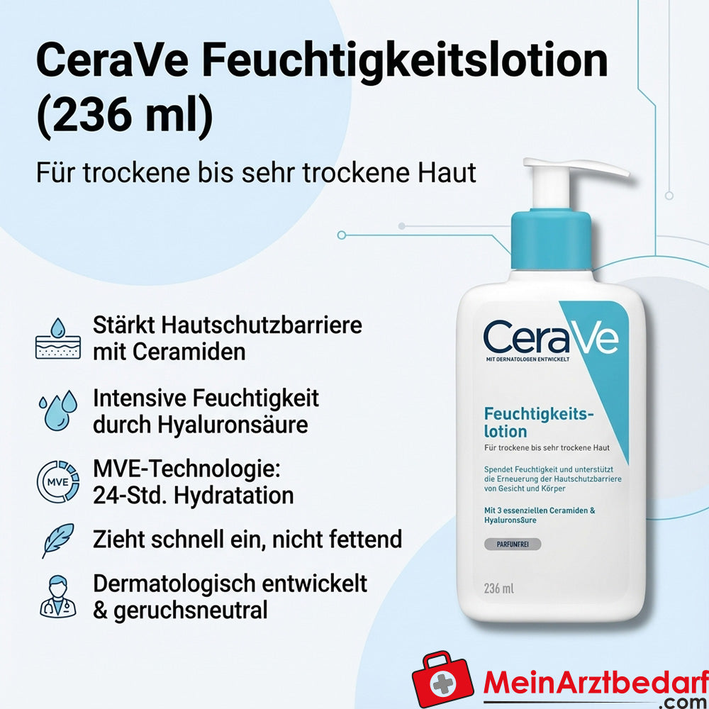 CeraVe Feuchtigkeitslotion leichte Körperlotion mit Ceramiden und Hyaluronsäure 236 ml